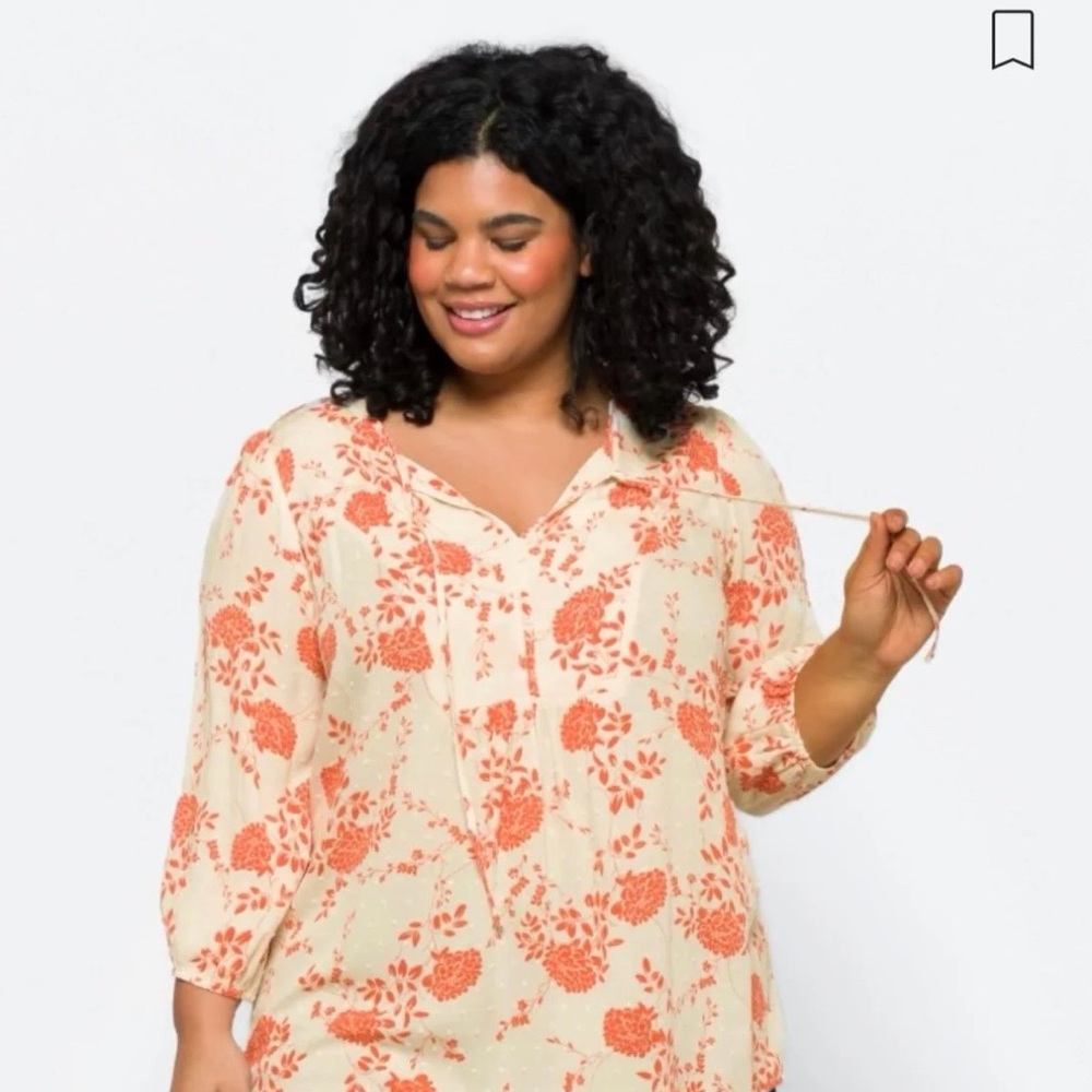 Papermoon Ivory and Coral Floral Top